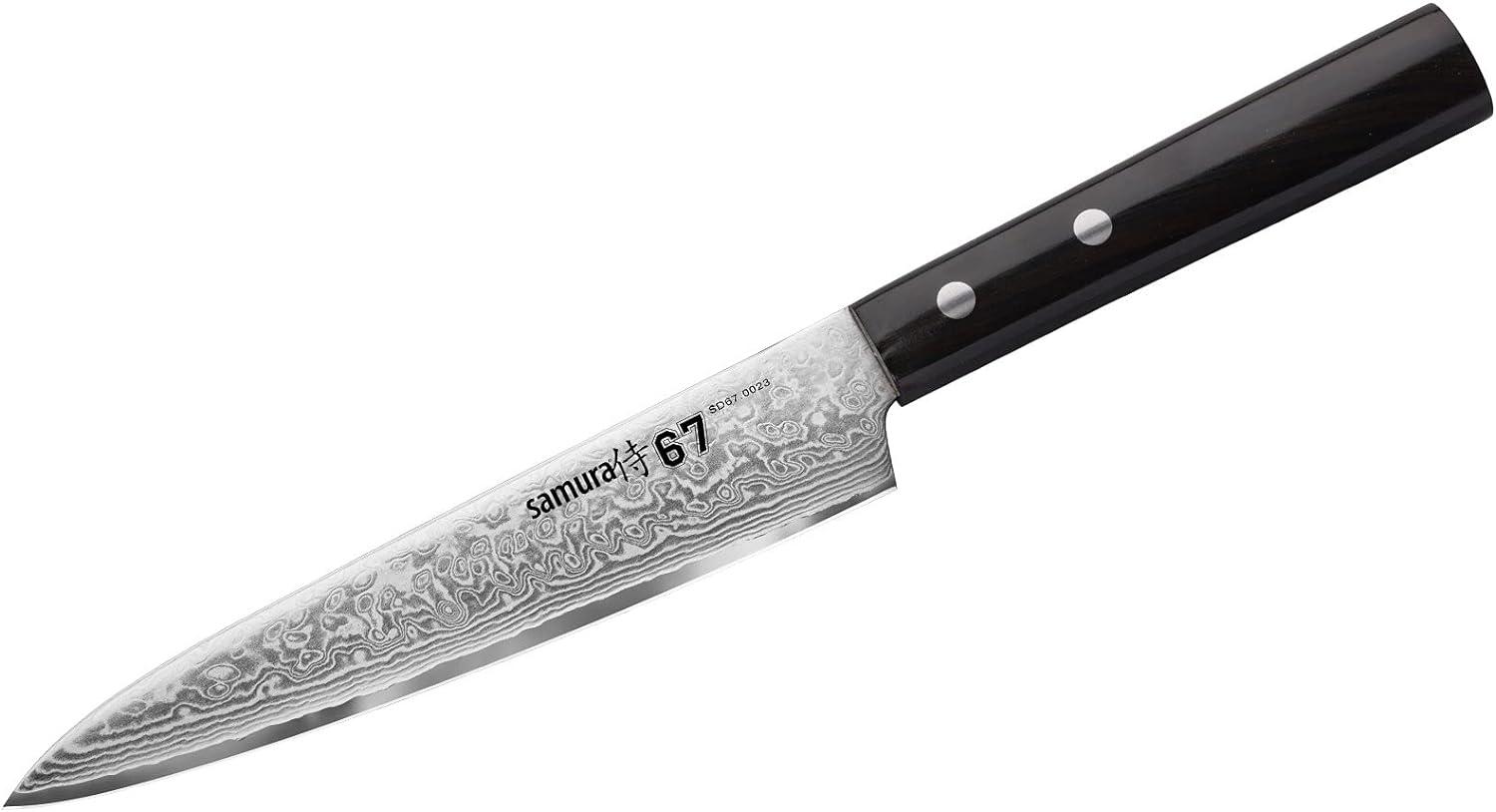 Samura DAMASCUS Universal Küchenmesser Santoku 145mm aus AUS 10 Damaststahl 61 HRC (67 Lagen) (SD-0092) Bild 1