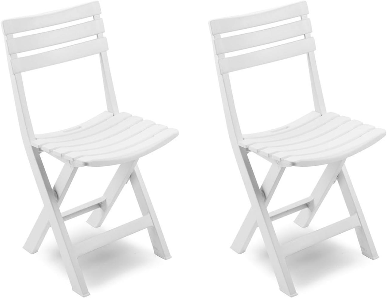 2 Stück Gartenstuhl Klappstuhl Kunststoff Weiß Bild 1