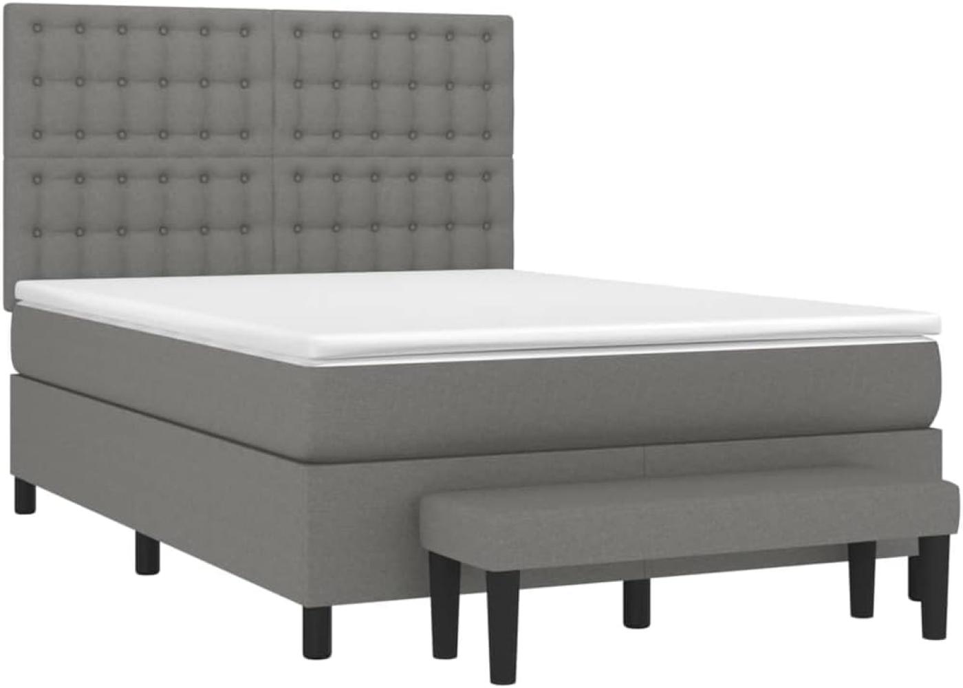 vidaXL Boxspringbett mit Matratze Dunkelgrau 140x200 cm Stoff, Härtegrad: H2 [3136918] Bild 1