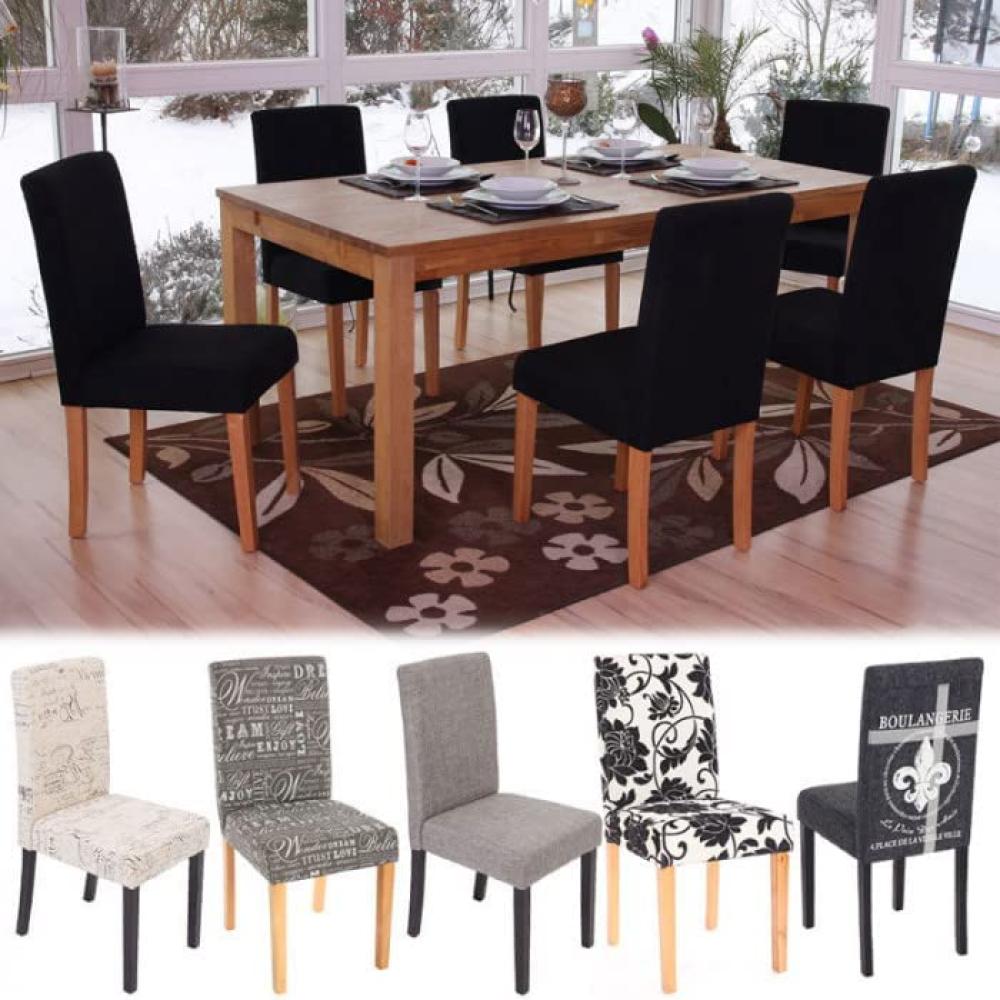 6er-Set Esszimmerstuhl Stuhl Küchenstuhl Littau ~ Textil, anthrazitgrau, helle Beine Bild 1