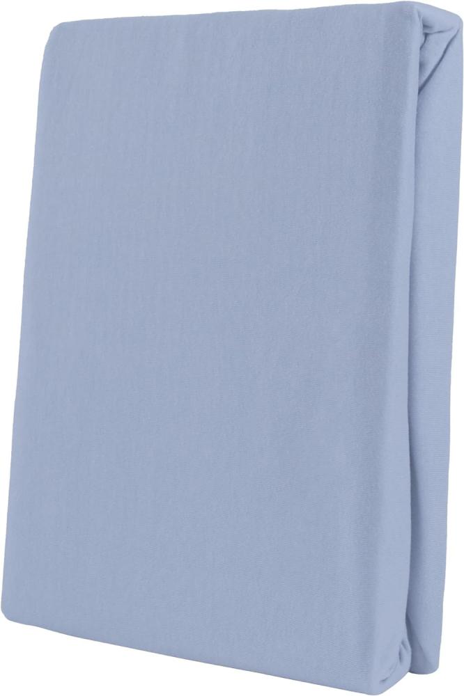 Leonado Vicent - Classic Spannbettlaken Bettlaken 100% Baumwolle Jersey Spannbetttuch in vielen Farben & Größen, Maße Spannbettlaken:200 x 200 cm - 200 x 220 cm, Farbe Spannbettlaken:Hellblau Bild 1