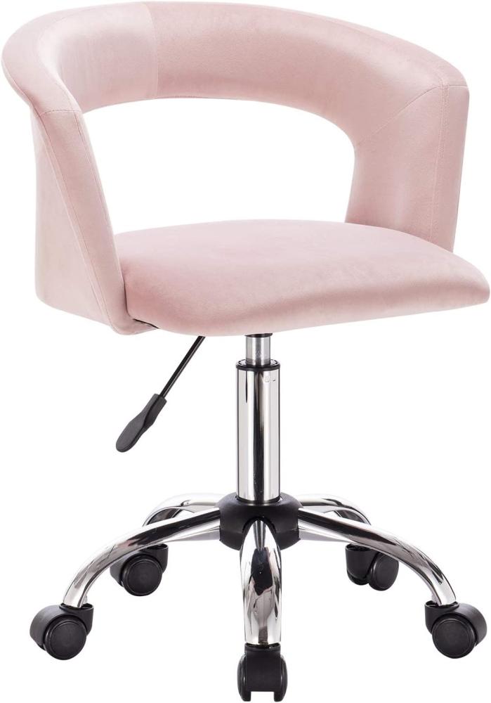 Bürostuhl mit Armlehne aus Samt Modell Yumy rosa Bild 1