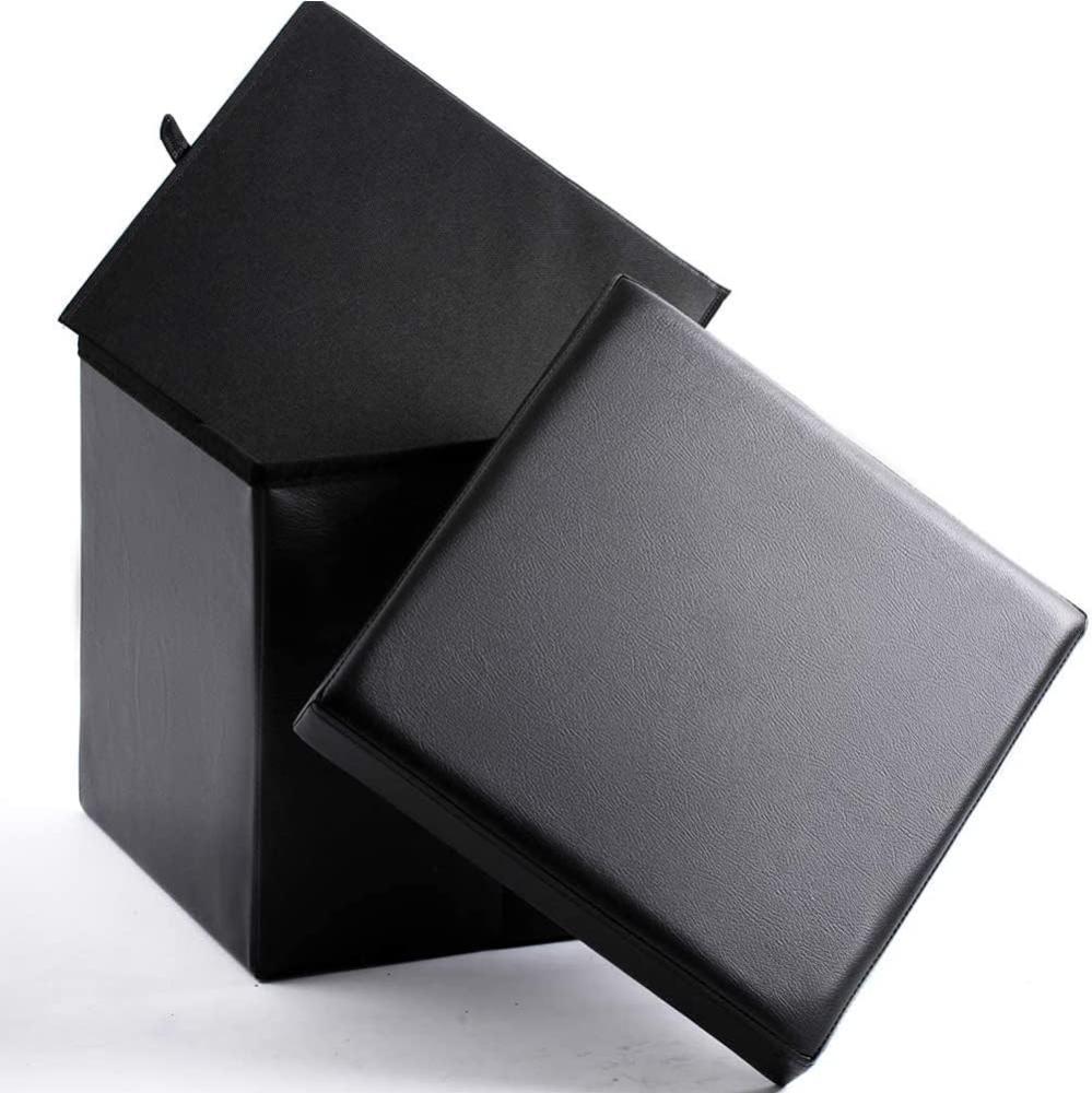 Zedelmaier Sitzhocker Sitzwürfel mit Stauraum Fußbank Truhen Aufbewahrungsbox faltbar belastbar bis 300 kg, Deckel abnehmbar, 38 x 38 x 38 cm (Schwarz) Bild 1