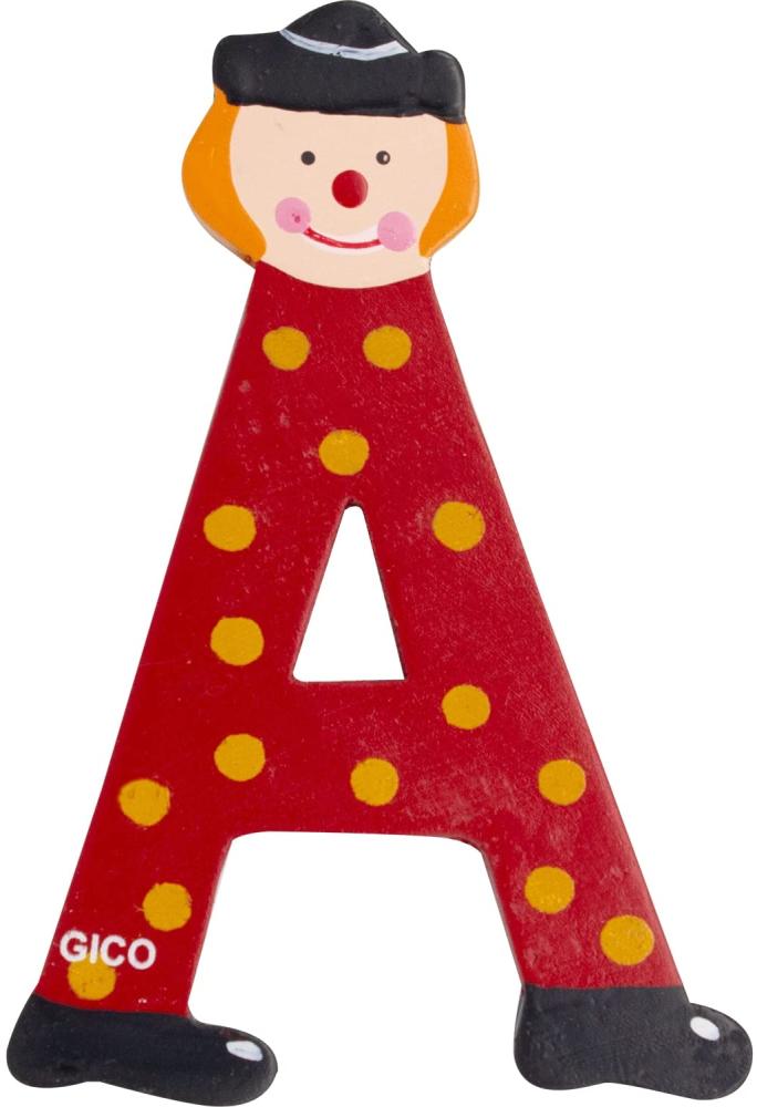 Holzbuchstaben Name Kinderzimmer groß Deko für die Tür, lustige Clowns, A-Z, Höhe ca. 9 cm, Holz Buchstabe 7361 (A) Bild 1