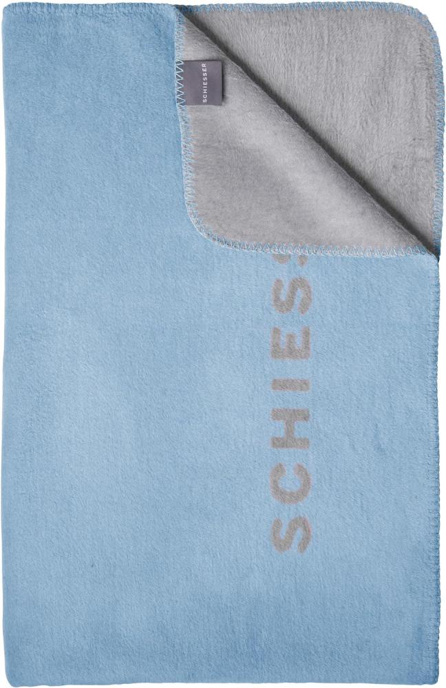Schiesser Kuscheldecke Klara aus superweichem Baumwollmix, Farbe:Hellblau und Silber, Größe:150 x 200 cm Bild 1