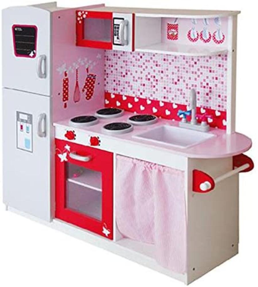 LEANToys Spielküche aus Holz Kühlschrank Mikrowelle Spülbecken Ofen Schrank Spielzeug Bild 1