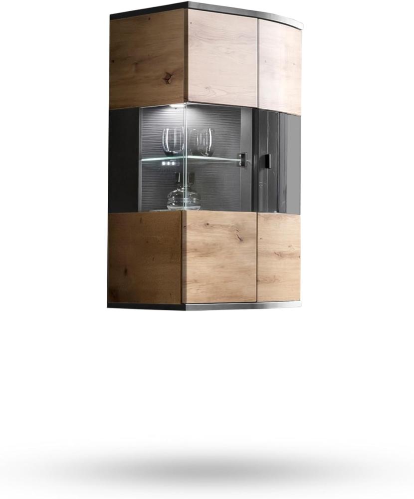 Hängevitrine >SINUS< in Braun/Grau aus Holzwerkstoff - 70,1x103,4x37,4cm (BxHxT) Bild 1