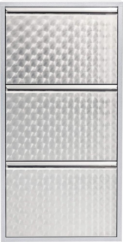 Kare 49273 Design Schuhschrank Caruso mit 3 Klappen, Silber/Metall, Schuhablage für 6 Paar Schuhe, 103 x 50 x 14 cm Bild 1