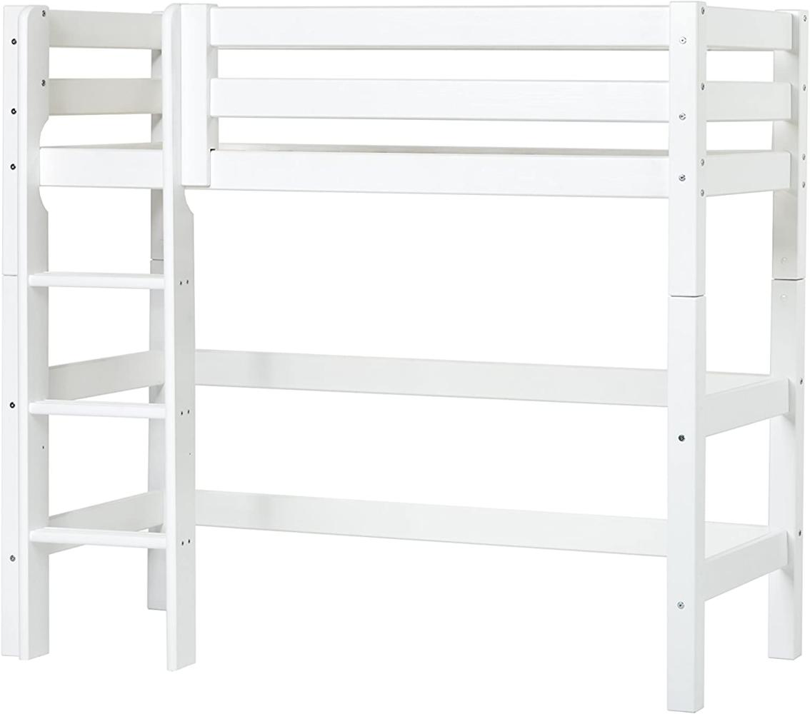 Hoppekids 'Premium' Hochbett 70x160 cm, weiß, inkl. Rollrost und Leiter, Kiefer massiv, umbaubar, nachhaltig Bild 1