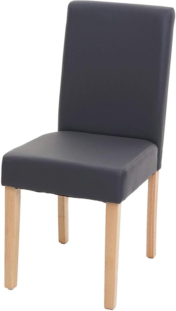 Esszimmerstuhl Littau, Küchenstuhl Stuhl, Kunstleder ~ grau matt, helle Beine Bild 1