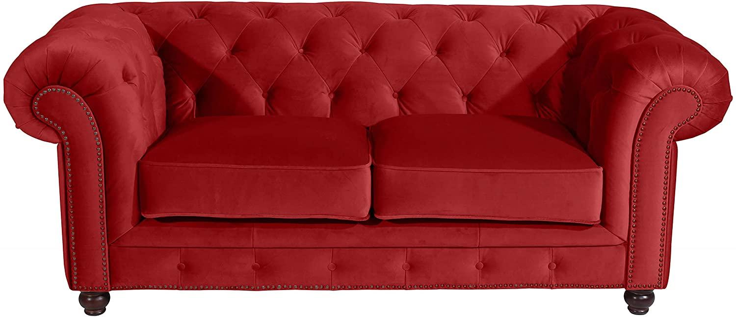 Orleans Sofa 2-Sitzer Samtvelours Ziegel Buche Nussbaumfarben Bild 1
