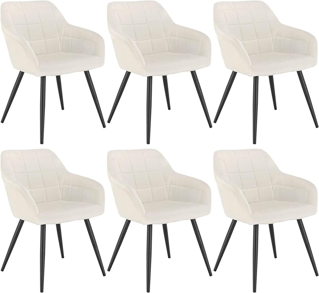 WOLTU 6 x Esszimmerstühle 6er Set Esszimmerstuhl Küchenstuhl Polsterstuhl Design Stuhl mit Armlehne, mit Sitzfläche aus Samt, Gestell aus Metall, Cremeweiß, BH93cm-6 Bild 1