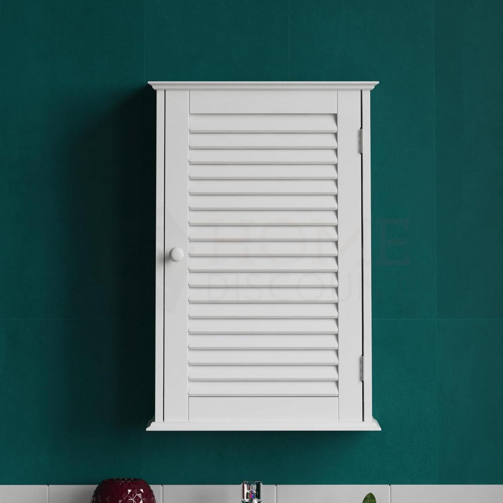 Bath Vida Bathroom Cabinet Single Door Shutter Wall Mounted Storage, White H 57 x W 39 x D 17 cm Approx. Bild 1