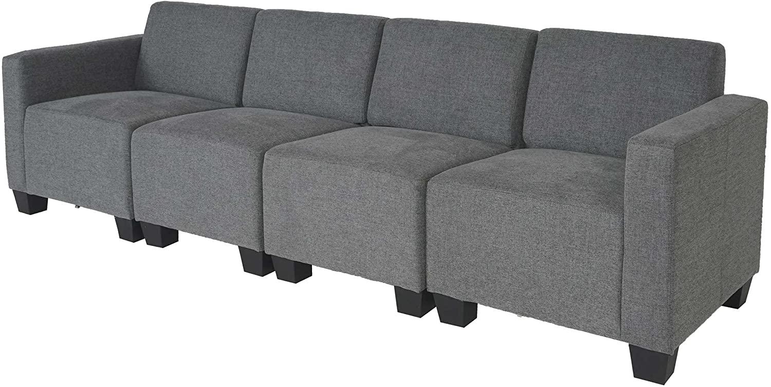 Modular 4-Sitzer Sofa Couch Lyon, Stoff/Textil ~ grau Bild 1