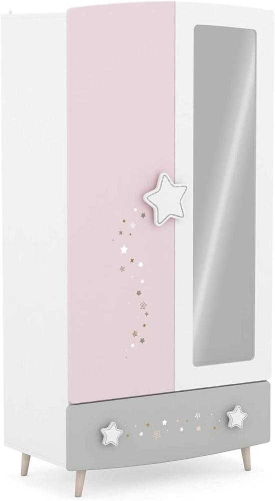 Demeyere 'Stella' Kleiderschrank matt weiß/grau/rosa Bild 1