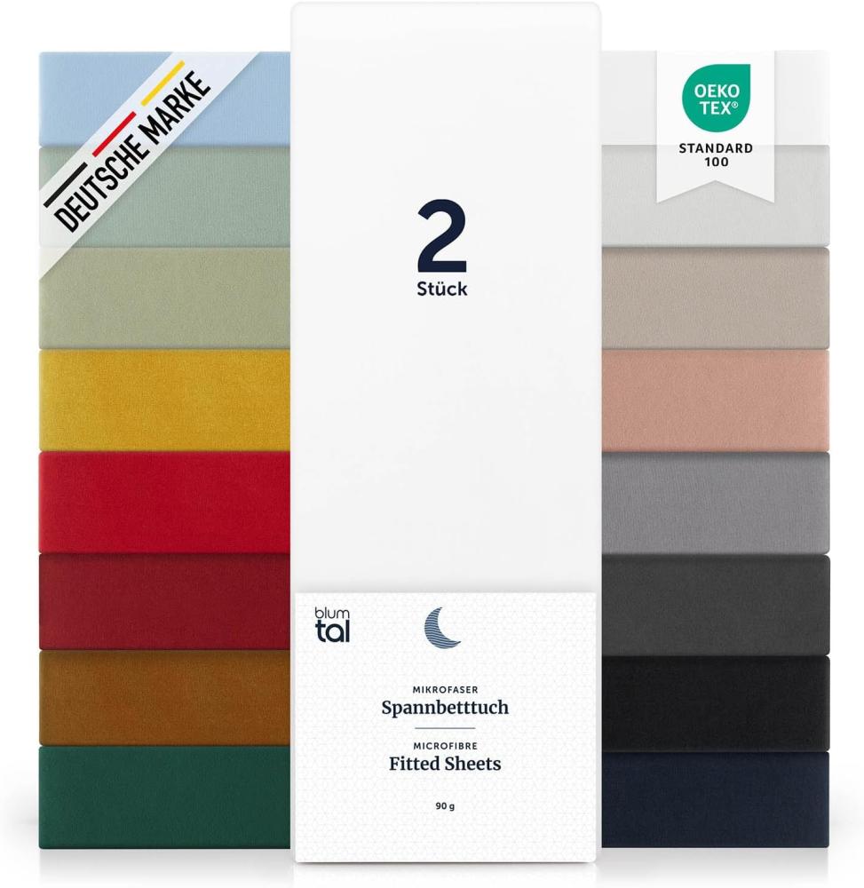 Blumtal® Spannbettlaken 80x200 2er Pack - Spannbettlaken Microfaser - Oekotex zertifiziertes Bettlaken 80x200 cm - Spannbettlaken 80x200 cm 2er Pack - Spannbettücher 80x200 -Leintuch 80x200 cm - Weiß Bild 1