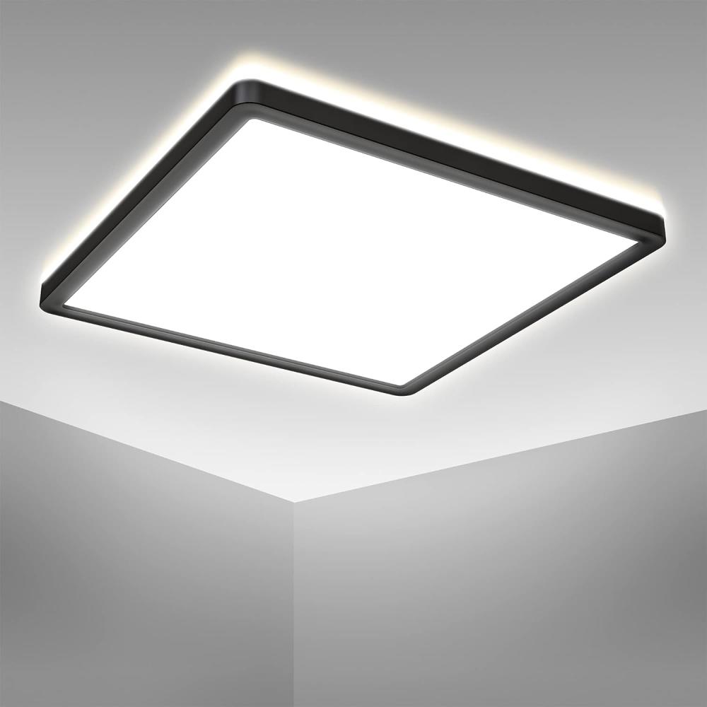 LED Deckenlampe Panel indirekt ultraflach Deckenleuchte Wohnzimmer Flur schwarz Bild 1
