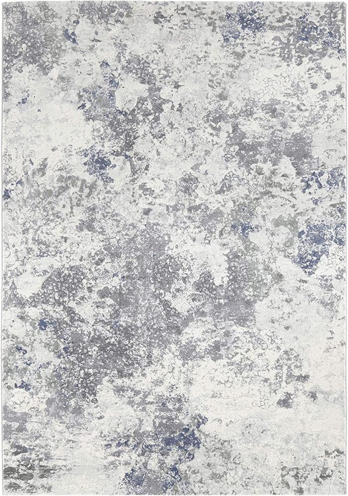 Kurzflor Teppich Fontaine Creme Grau Blau 120x170 cm Bild 1