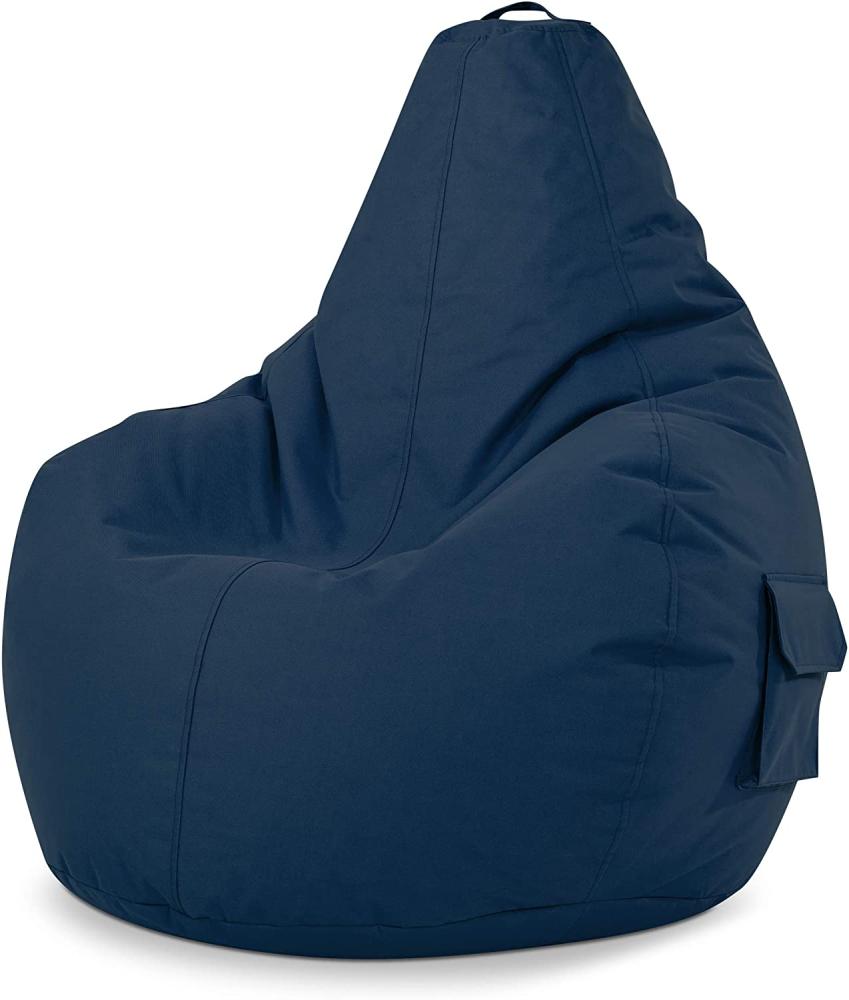 Green Bean© Sitzsack mit Rückenlehne "Cozy" 80x70x90cm - Gaming Chair mit 230L Füllung - Bean Bag Lounge Chair Sitzhocker Dunkelblau Bild 1