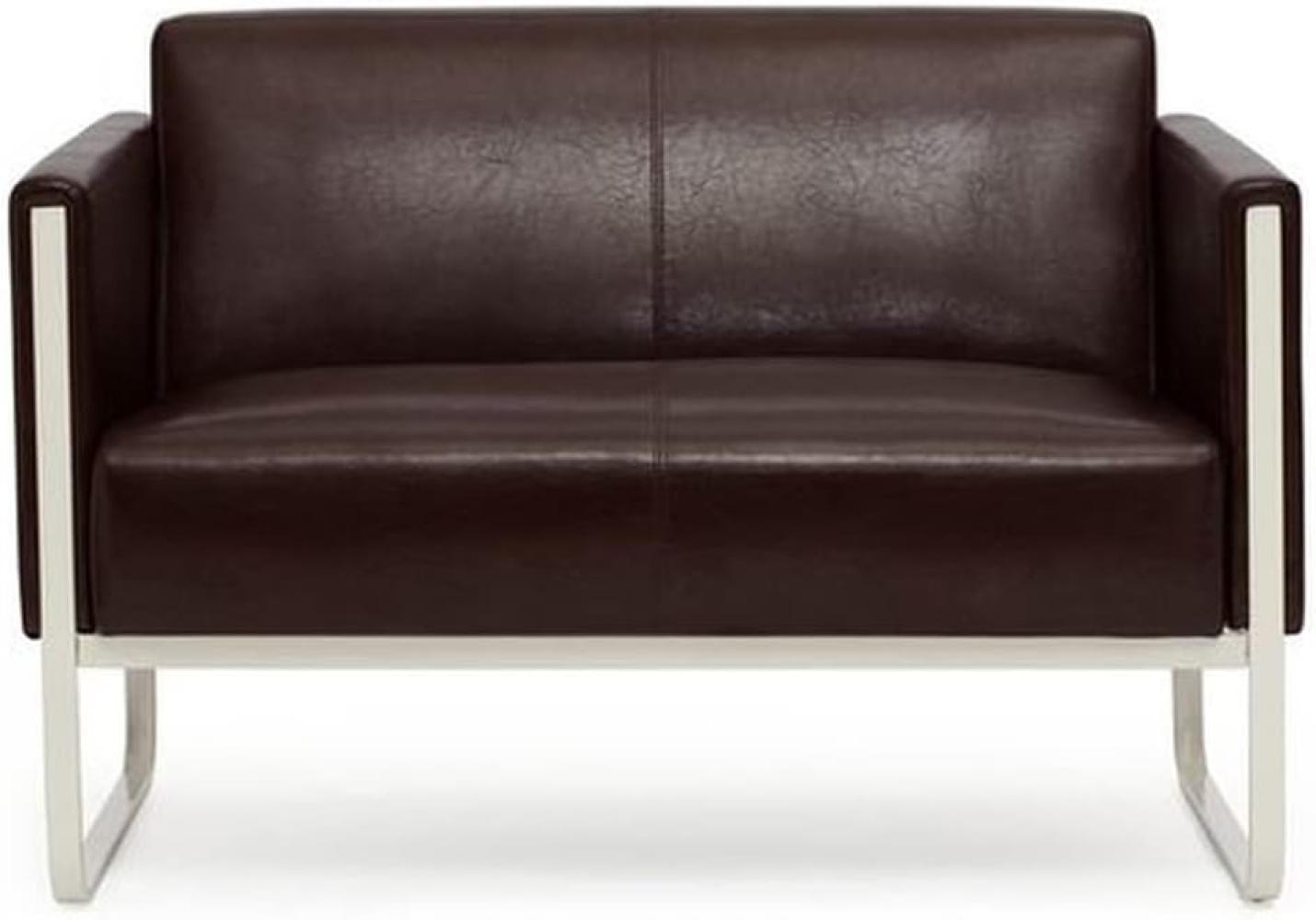 hjh OFFICE Lounge-Sofa 2-Sitzer Aruba Kunstleder Polstersofa Couch modern mit Metallgestell, 111 x 78 x 71 cm, Braun Bild 1