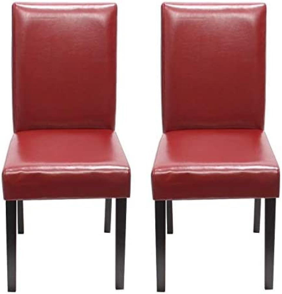 2er-Set Esszimmerstuhl Stuhl Küchenstuhl Littau ~ Kunstleder, rot, dunkle Beine Bild 1
