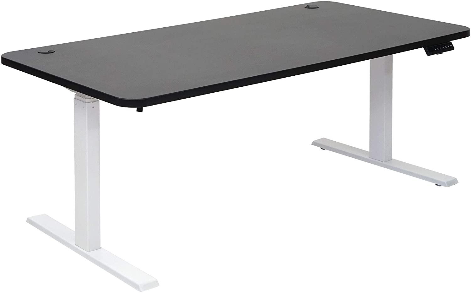 Schreibtisch HWC-D40, Computertisch, elektrisch höhenverstellbar 160x80cm 53kg ~ schwarz, weiß Bild 1