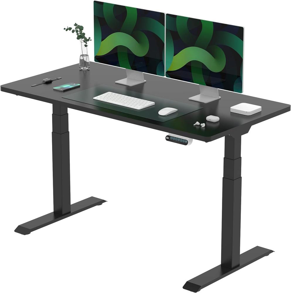 Flexispot Höhenverstellbarer Schreibtisch Elektrisch mit Tischplatte (Schwarz, Gestell Schwarz, 140x70 cm) Bild 1