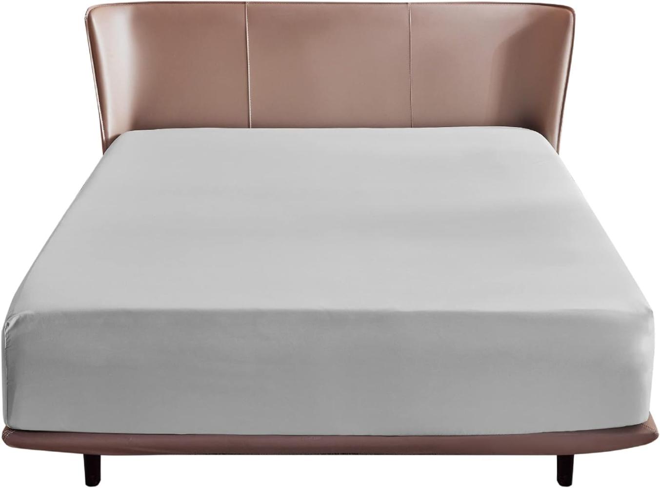 BEDSURE Spannbettlaken 180x200cm Boxspringbett Topper - Mikrofaser Bettlaken 180x200 cm hellgrau für Matratze bis 30 cm hohe, weiches Spannbetttuch Leintuch Bild 1