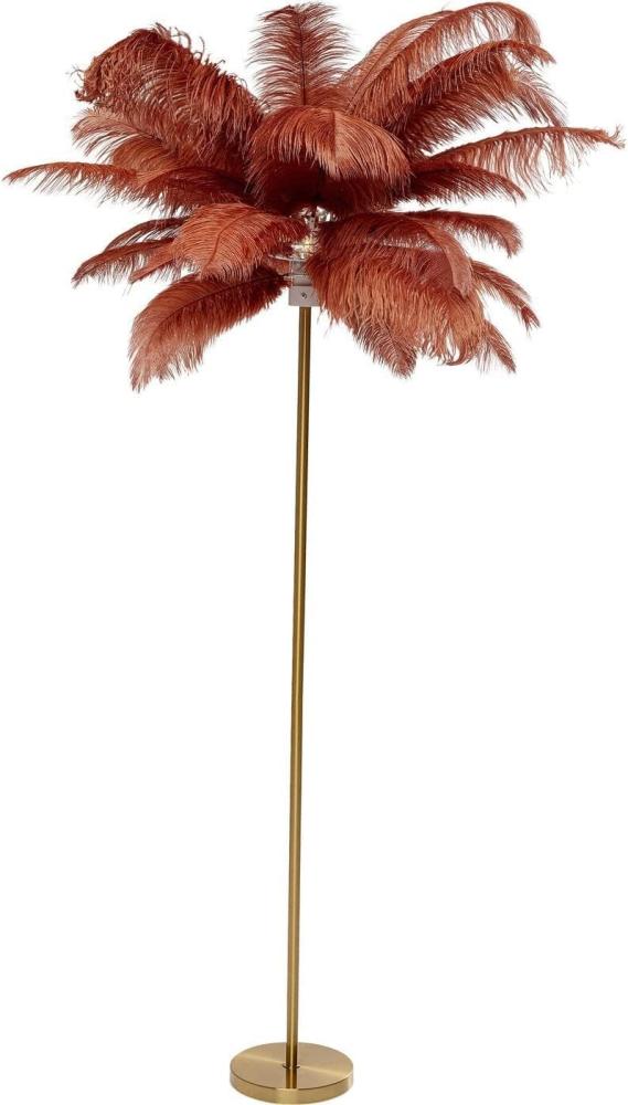Kare Design Stehleuchte Feather Palm Rusty, Rot, 165cm, Stehlampe für Wohnzimmer, Bodenlampe, Dekoleuchte, Leuchtmittel nicht inklusiv Bild 1