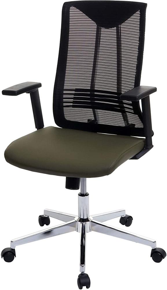 Bürostuhl HWC-J53, Drehstuhl Schreibtischstuhl, ergonomisch Kunstleder ~ olivgrün Bild 1