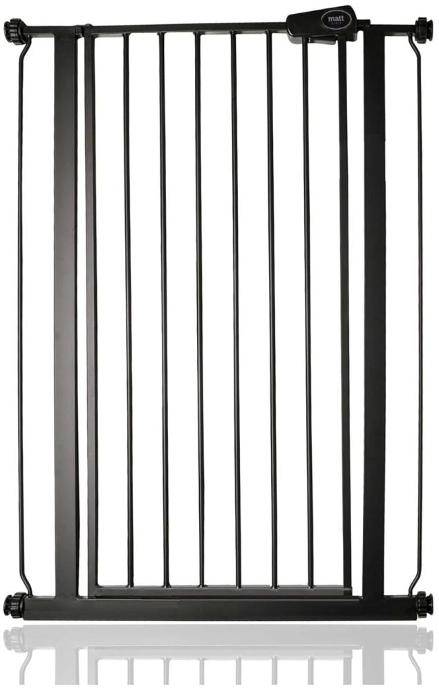 Safetots Extrahoher Metall-Sicherheitsgitter, Druckmontage, 75cm - 82. 6cm, Mattschwarz, 104cm Höhe, Extrahohe Treppengitter, Gitter für hohe Babys, Einfache Installation Bild 1