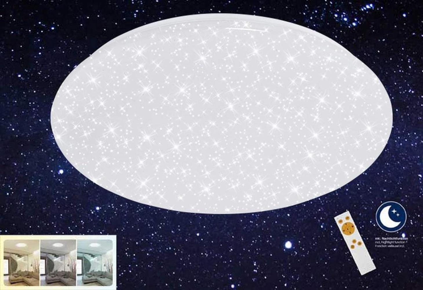 Briloner Leuchten - LED Deckenleuchte mit Sternendekor, Deckenlampe dimmbar, Farbtemperatur einstellbar, 40 W, 4000 Lumen, Ø: 49. 5cm, Weiß Bild 1