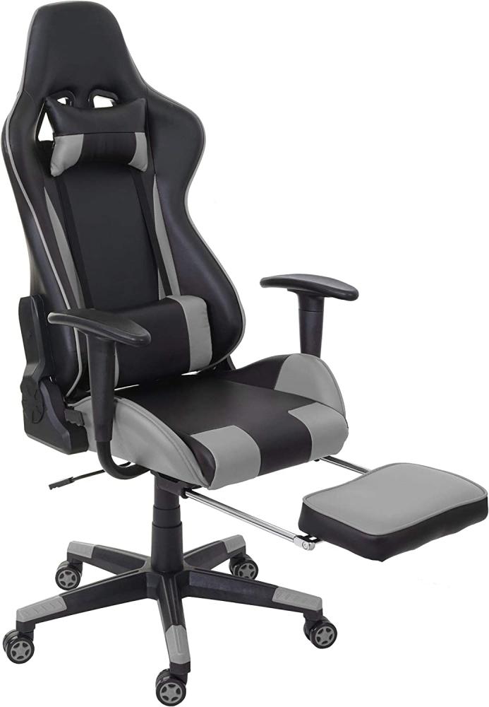 Relax-Bürostuhl HWC-D25 XXL, Schreibtischstuhl Gamingstuhl, 150kg belastbar Fußstütze ~ schwarz/grau Bild 1