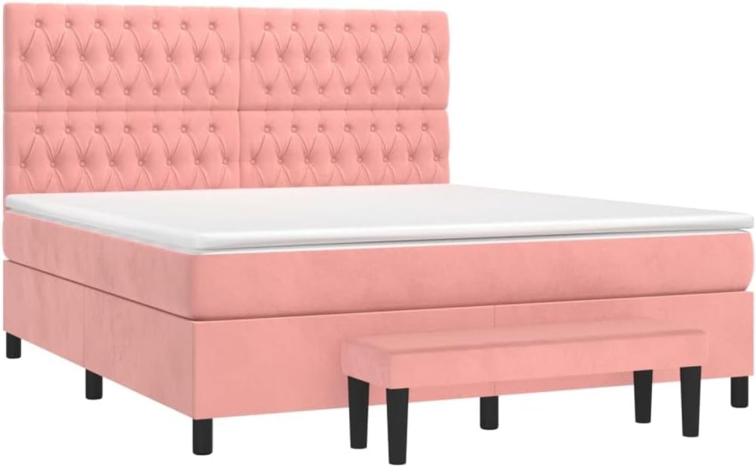 Boxspringbett mit Matratze Rosa 180x200 cm Samt Bild 1