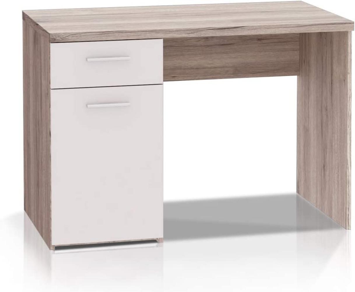 'Wisal' Schreibtisch mit Schublade, Sandeiche/ weiß, 110 x 77 x 60 cm Bild 1