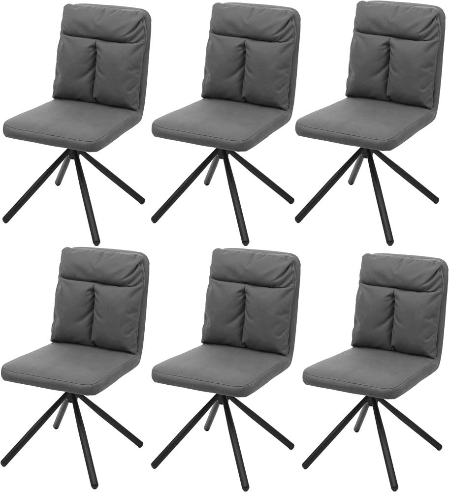 6er-Set Esszimmerstuhl HWC-G58, Küchenstuhl Stuhl, drehbar Auto-Position Textil/Stoff ~ grau Bild 1