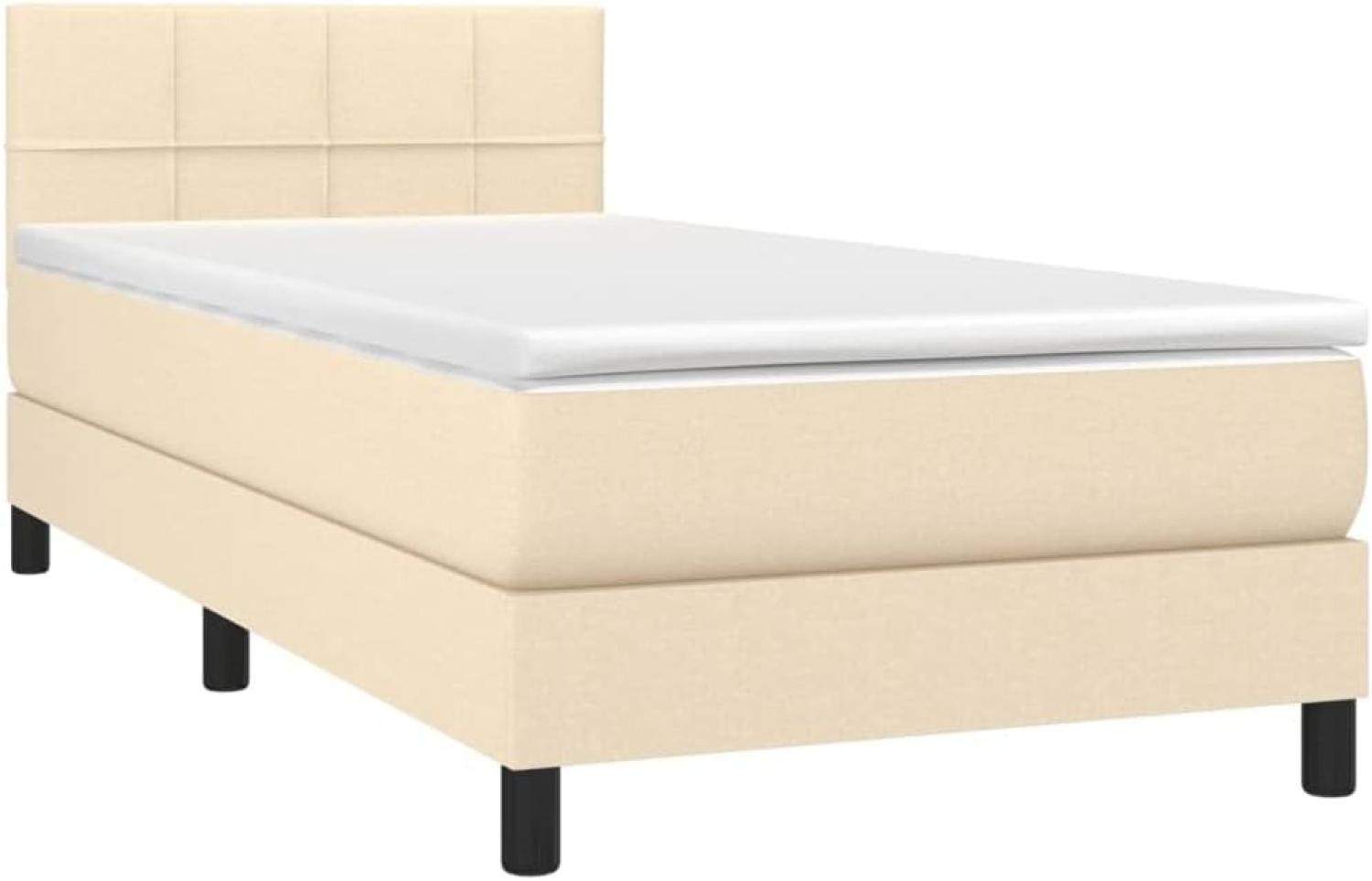 vidaXL Polsterbett mit Matratze Creme 80x200 cm Stoff, Härtegrad: H2 [3140014] Bild 1