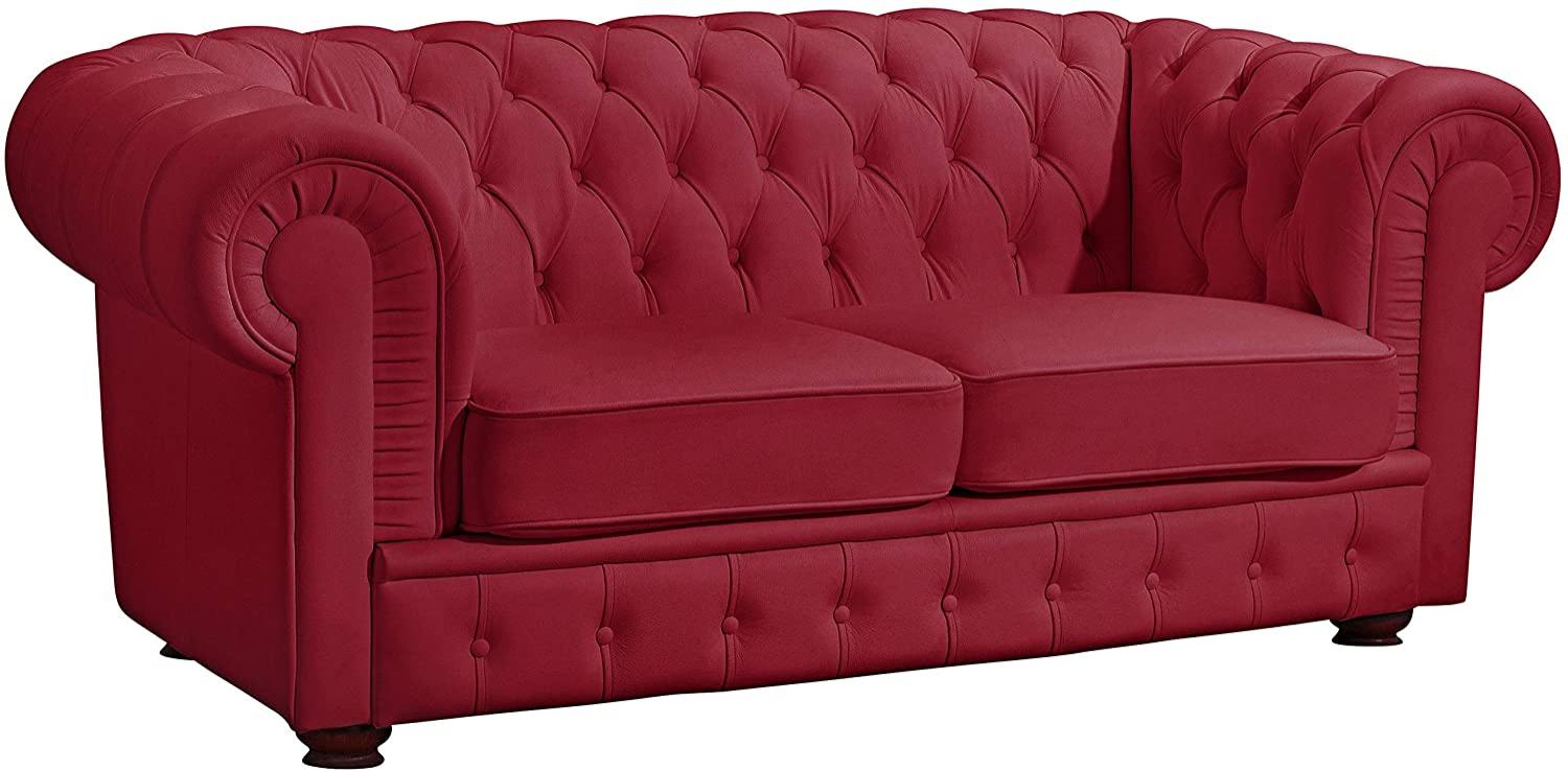 Bridgeport Sofa 2-Sitzer pigmentiertes Nappaleder Rot Buche Nussbaumfarben Bild 1