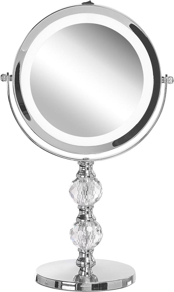 Kosmetikspiegel silber mit LED-Beleuchtung ø 18 cm CLAIRA Bild 1