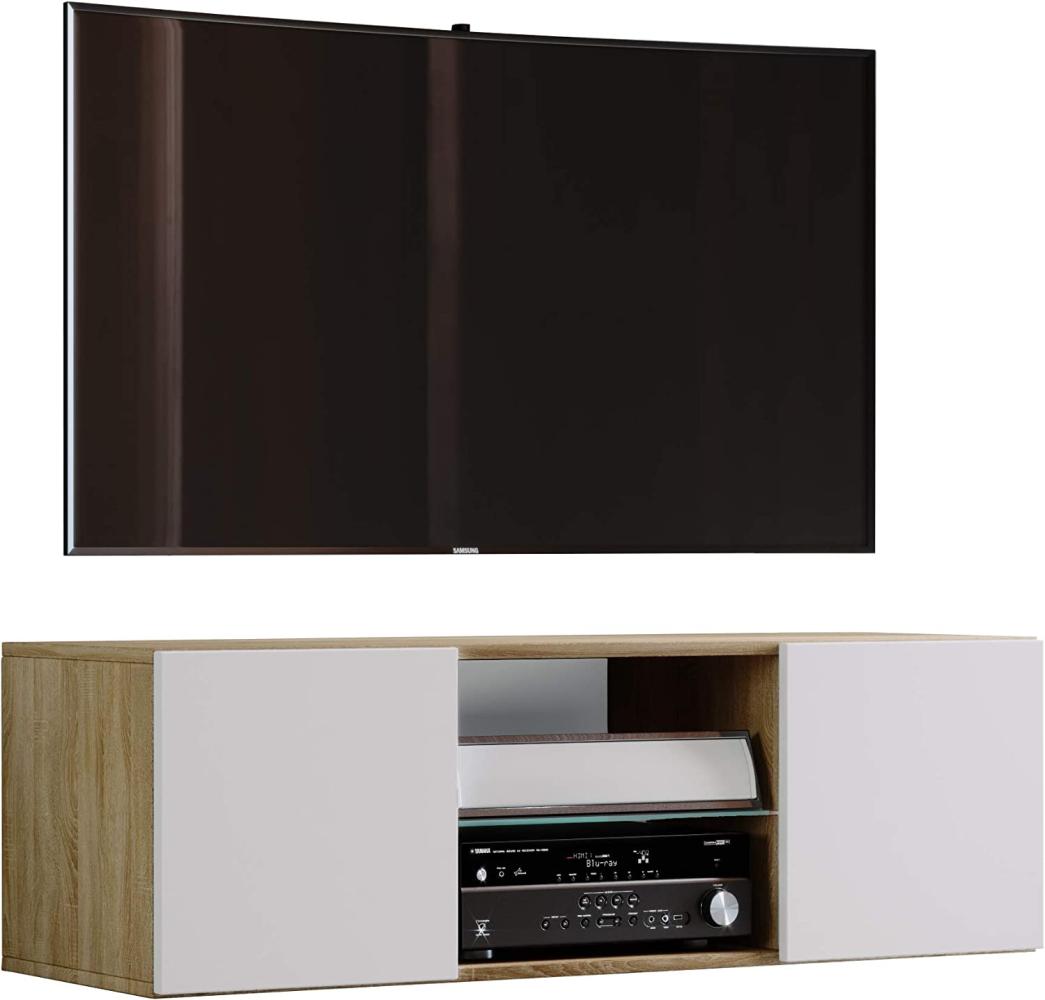 VCM TV Schrank Lowboard Tisch Board Fernseh Sideboard Wandschrank Wohnwand Holz Sonoma-eiche/Weiß 40x115x36 cm "Jusa" Bild 1