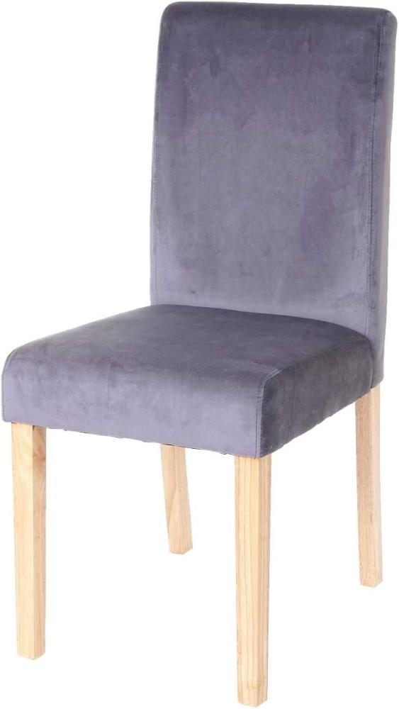Esszimmerstuhl Littau, Stuhl Küchenstuhl, Samt ~ grau, helle Beine Bild 1