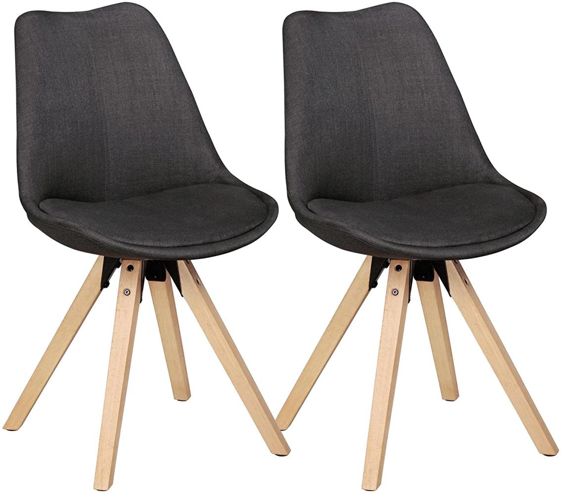 Wohnling 2er Set Esszimmerstühle Skandinavische Stühle mit Holzbeinen Anthrazit Bild 1
