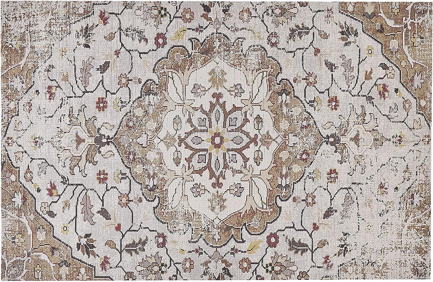 Teppich beige / braun 150 x 230 cm Blumenmuster Kurzflor KATTAKKADA Bild 1