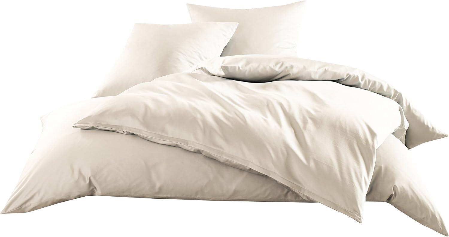 Mako-Satin Baumwollsatin Bettwäsche Uni einfarbig zum Kombinieren (Bettbezug 200 cm x 220 cm, Natur) Bild 1