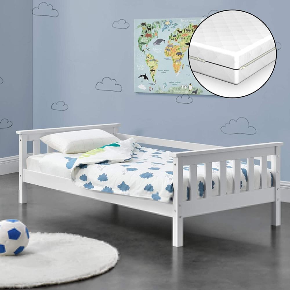 Encasa 'Nuuk' Kinderbett weiß, mit Komfort-Matratze 80x160 cm Bild 1