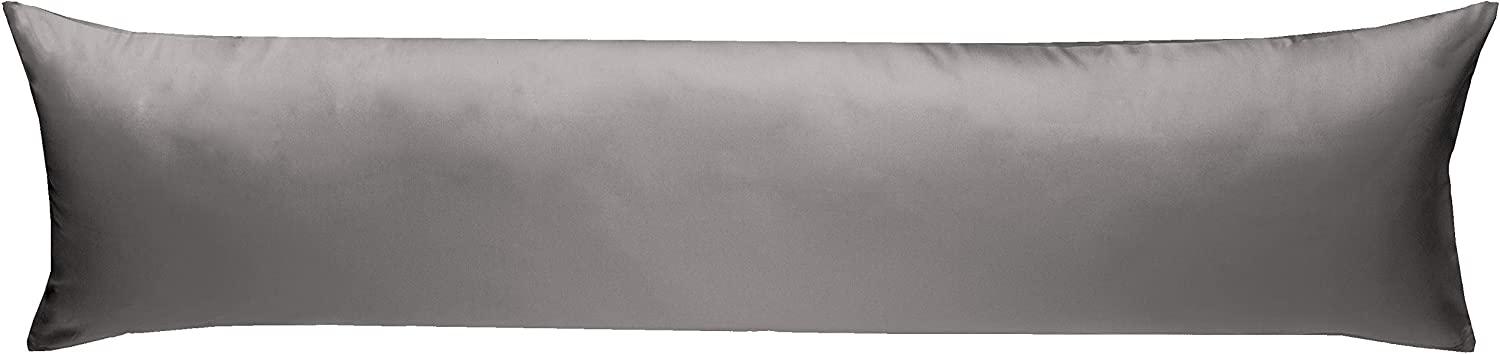 Mako-Satin Seitenschläferkissen Bezug uni / einfarbig dunkelgrau 40x145 cm von Bettwaesche-mit-Stil Bild 1