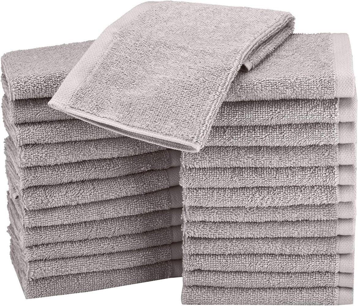 Amazon Basics Waschlappen / Mini Handtücher-Set aus Baumwolle, 24er-Pack - Schnelltrocknend, Ausbleichsicher und Wasserabsorbierend, 30L x 30B cm, Grau Bild 1