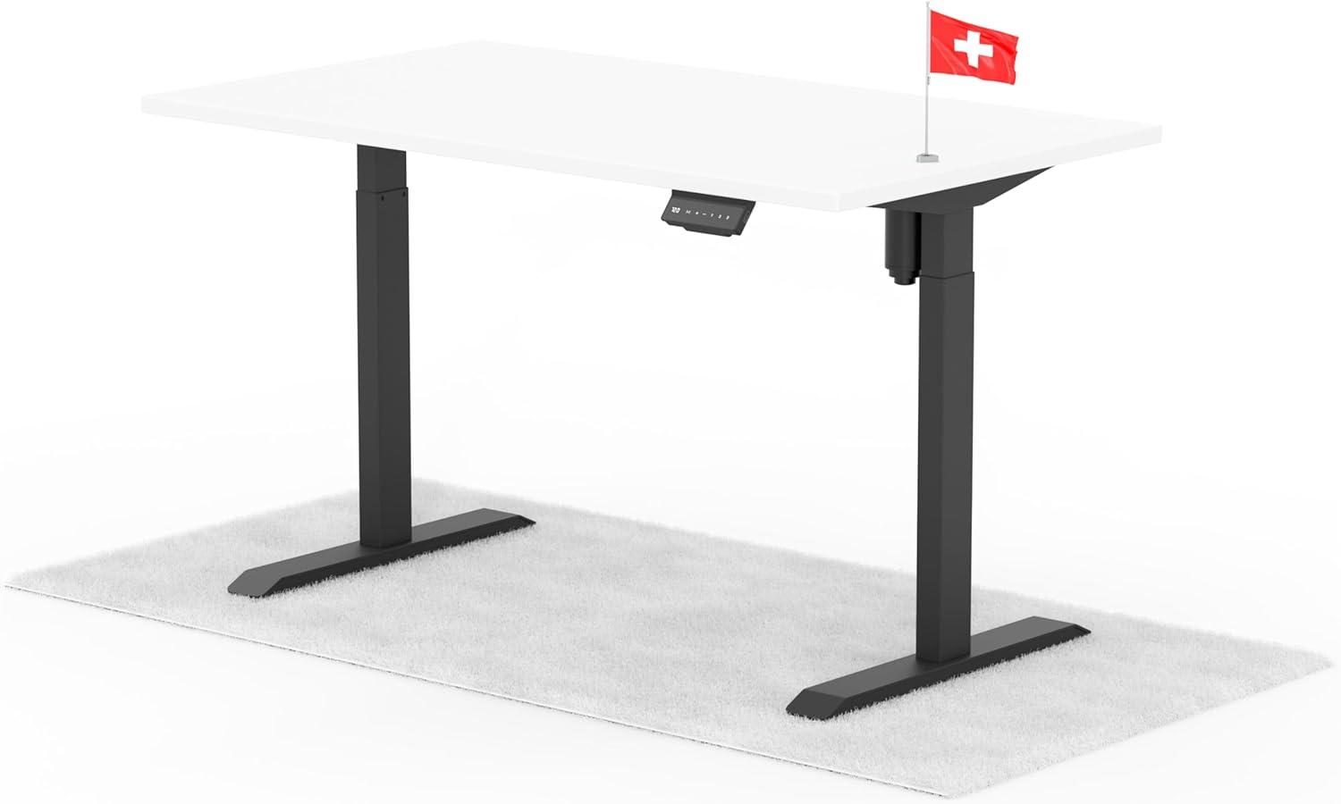 elektrisch höhenverstellbarer Schreibtisch ECO 140 x 80 cm - Gestell Schwarz, Platte Weiss Bild 1