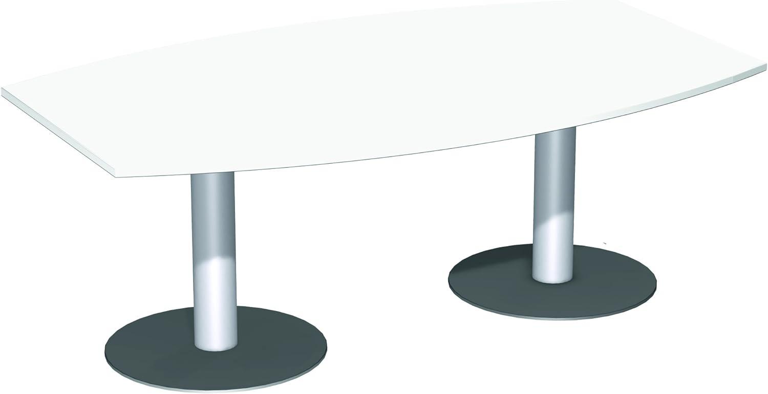 Konferenztisch Tellerfuß, Faßform, 200x80-1200cm, Weiß Bild 1
