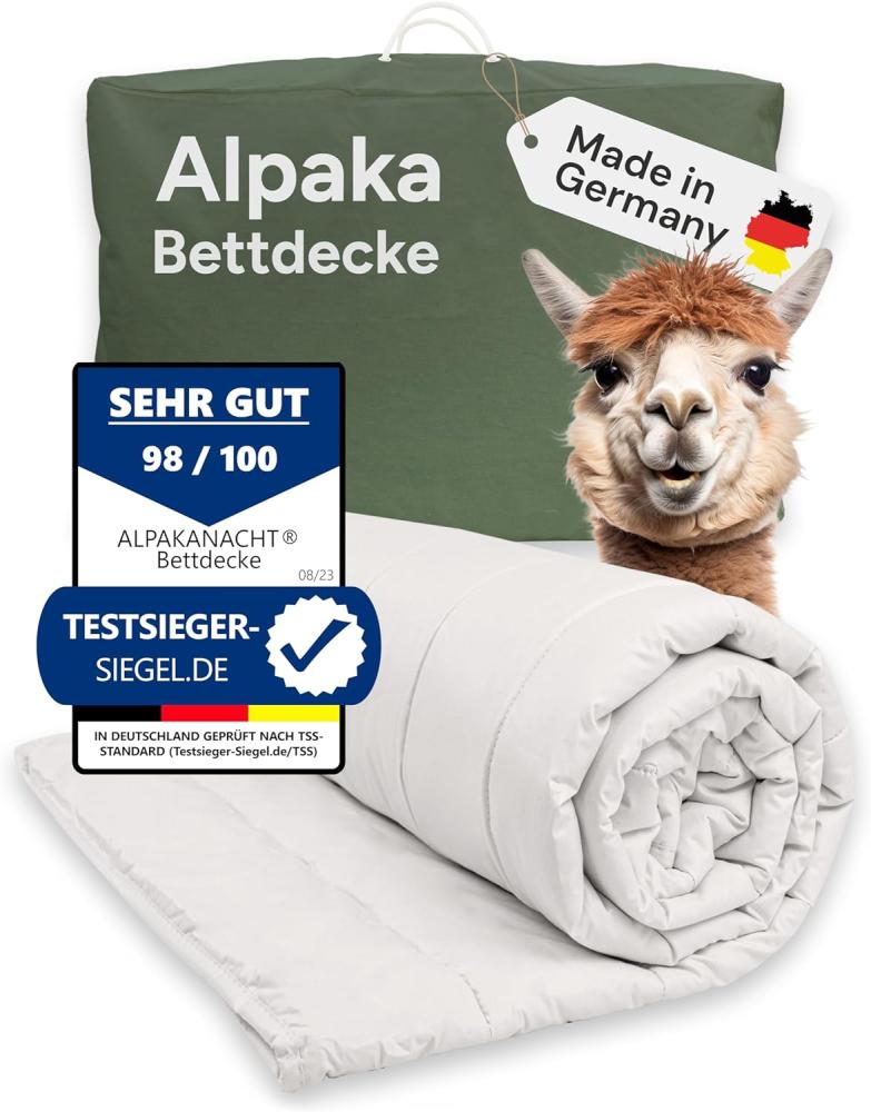 Alpaka Bettdecke Sommerdecke 200x200 "Alpakanacht" 100% Alpaka Wolle Bild 1